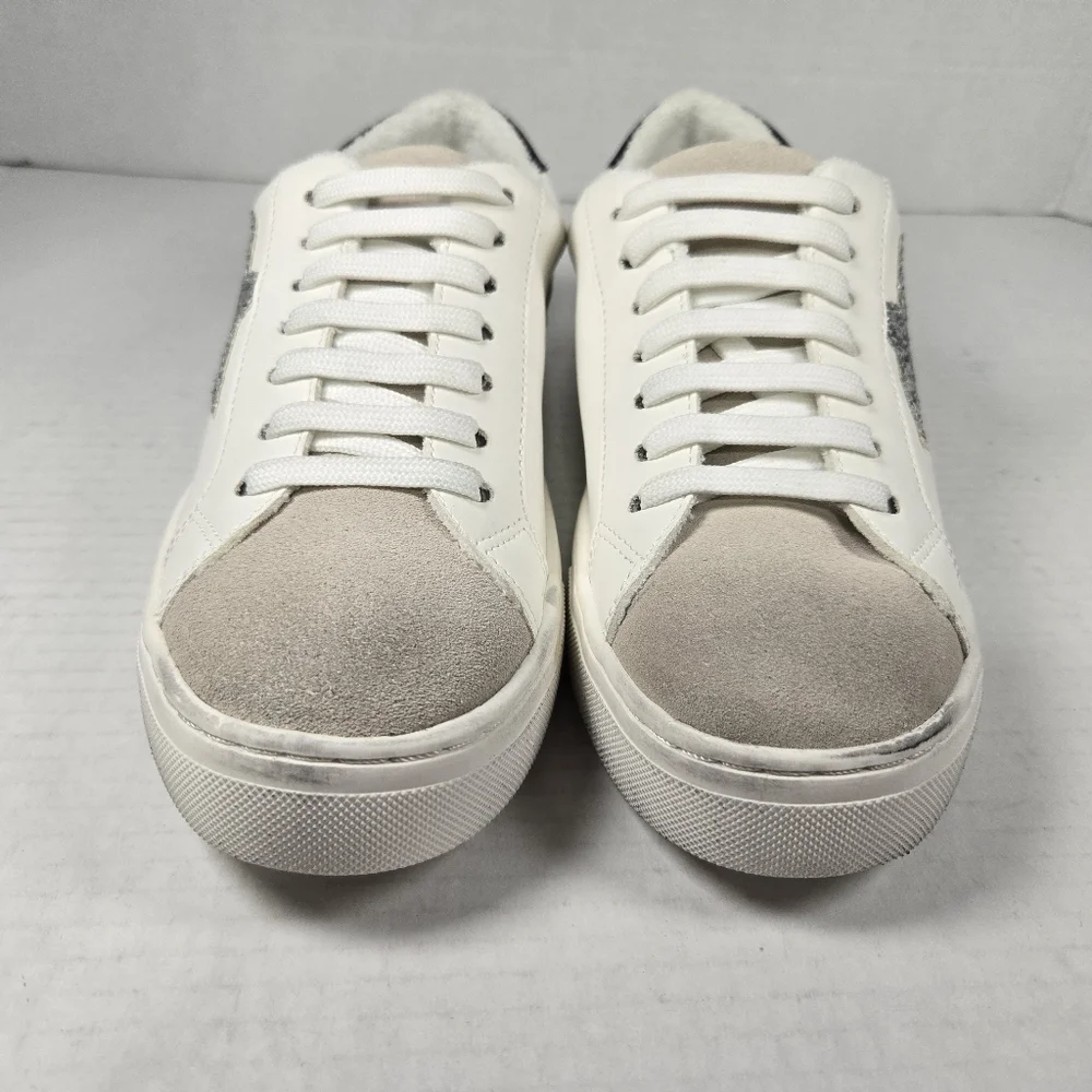 Steve Madden Rezume Silver Glitter Star Sneakers with Suede Women's Size 7 - Picture 5 of 11